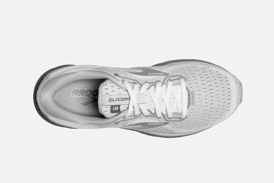 Brooks Glycerin 18 Road Running Shoes Womens - White/Grey - TEGPC-4253